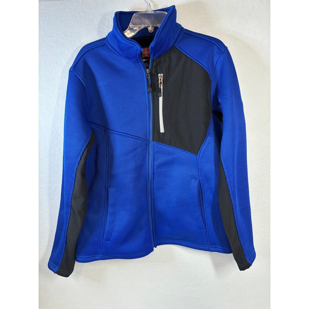 SwissTech Mens Nautica Blue Grid Fleece Full Zip Jacket Size M 38-40 SM45601Y
